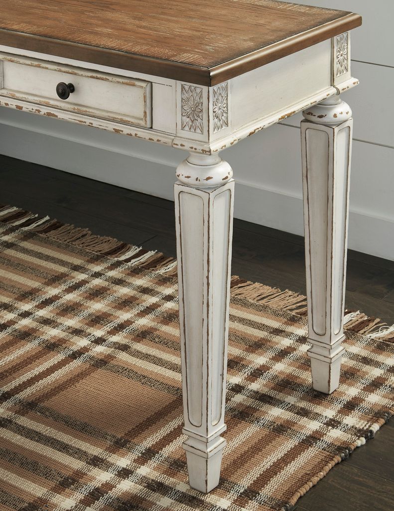 Realyn Home Office Desk Return In White And Brown H74334R
