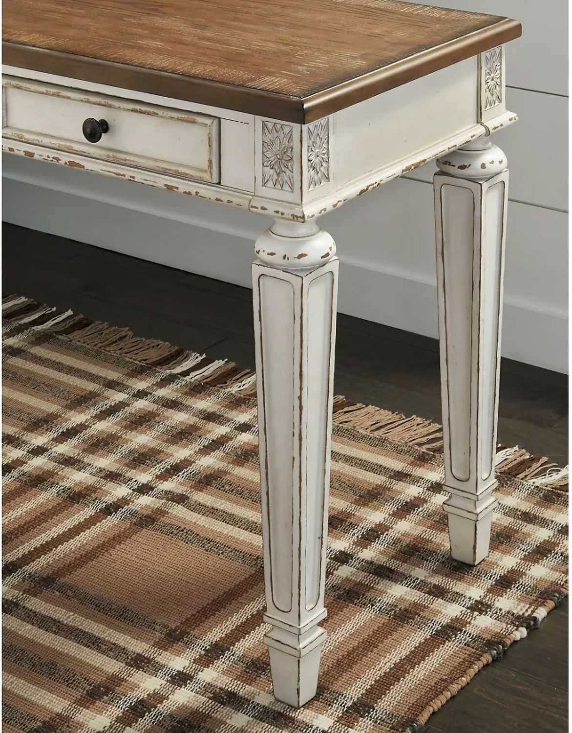 Realyn White and Brown Home Office L Desk H743H1
