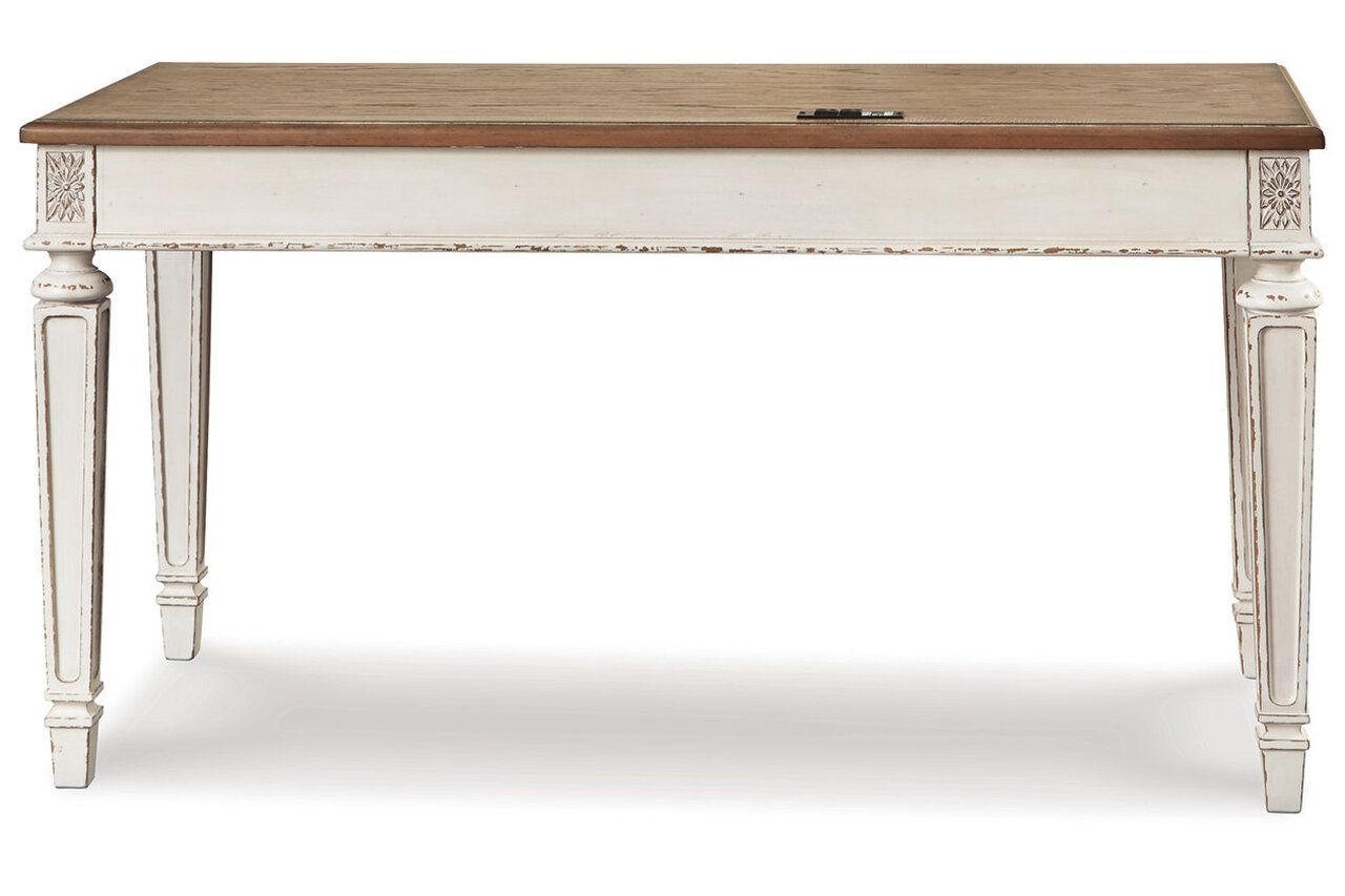 Realyn White and Brown Home Office L Desk H743H1