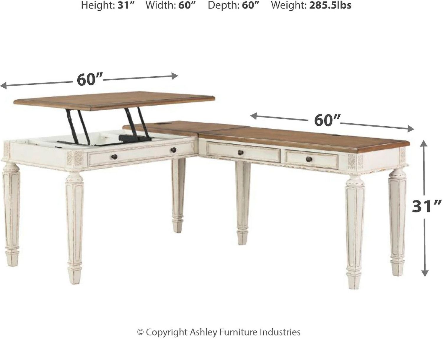 Realyn 60 Inch L-Shaped Home Office Desk H743H2
