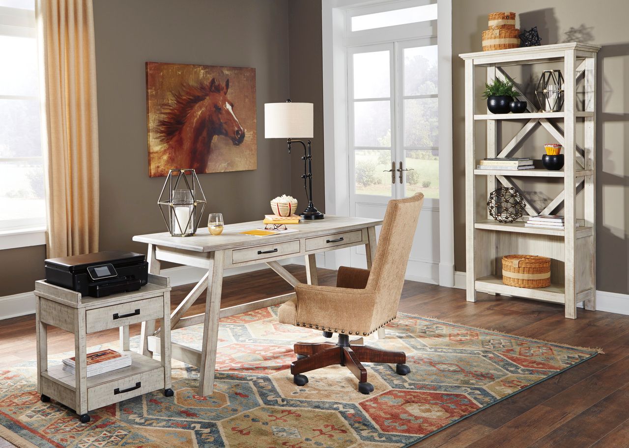 Carynhurst White Wash Home Office Large Leg Desk H75544