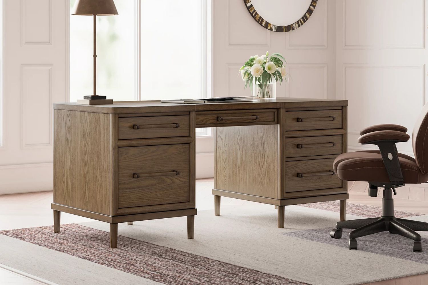 Roanhowe 68 Inch Home Office Desk In Brown H76921