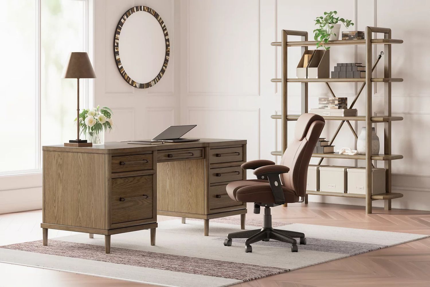 Roanhowe 68 Inch Home Office Desk In Brown H76921