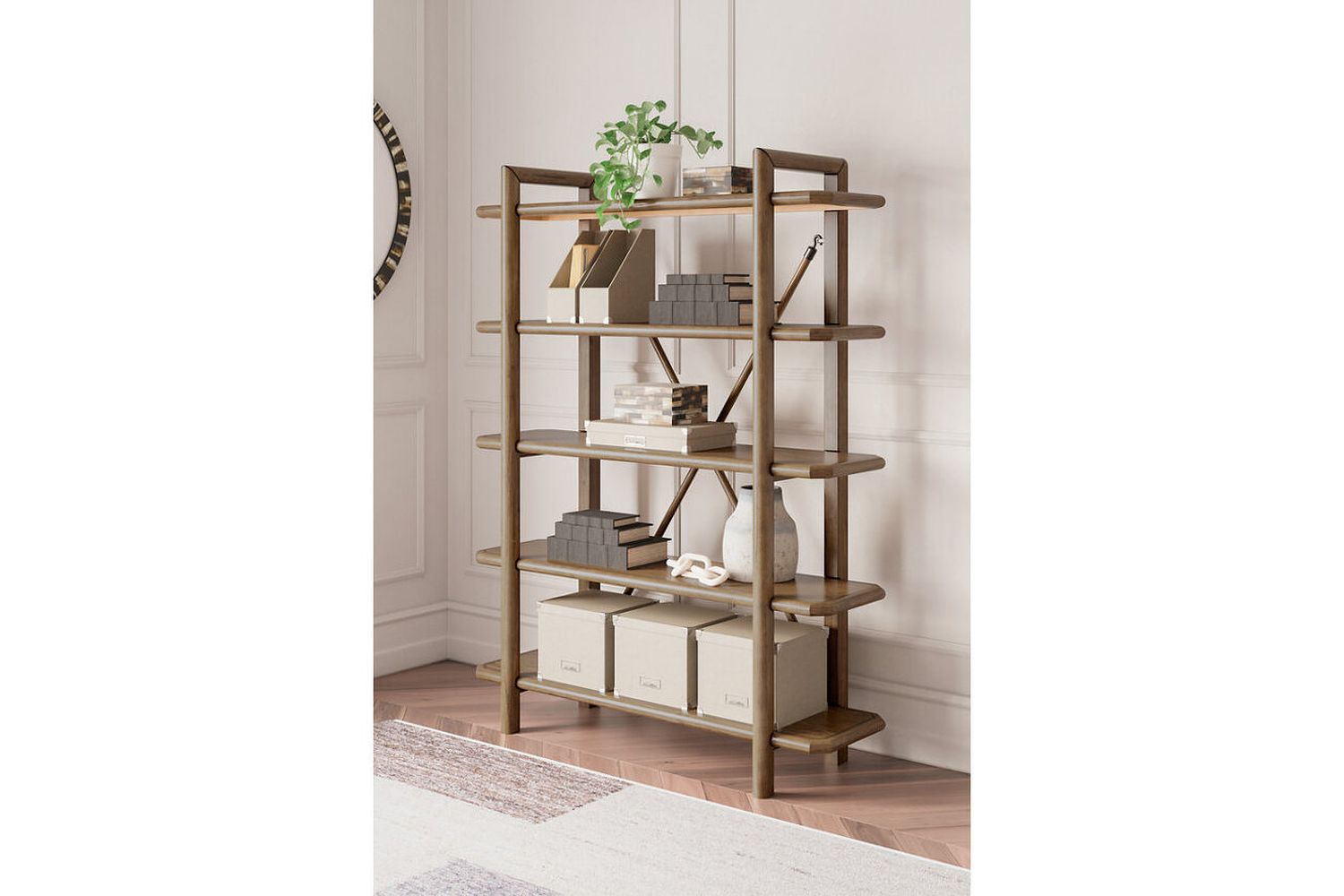 Roanhowe 71 Inch Bookcase In Brown H76970