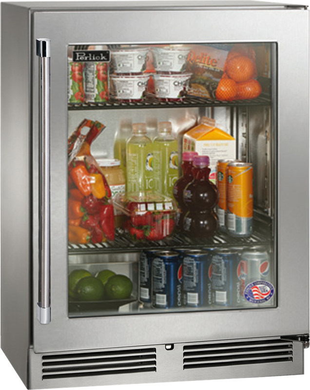 Perlick's Front Venting 24-inch Undercounter Refrigerator features two (2) full-extension shelves and 5.3 cubic feet of space to provide ample storage for 144 or 5 cases of bottled beverages 