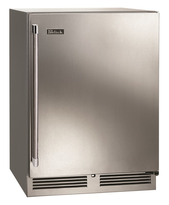 Perlick's Front Venting 24-inch Undercounter Refrigerator features two (2) full-extension shelves and 5.3 cubic feet of space to provide ample storage for 144 or 5 cases of bottled beverages 