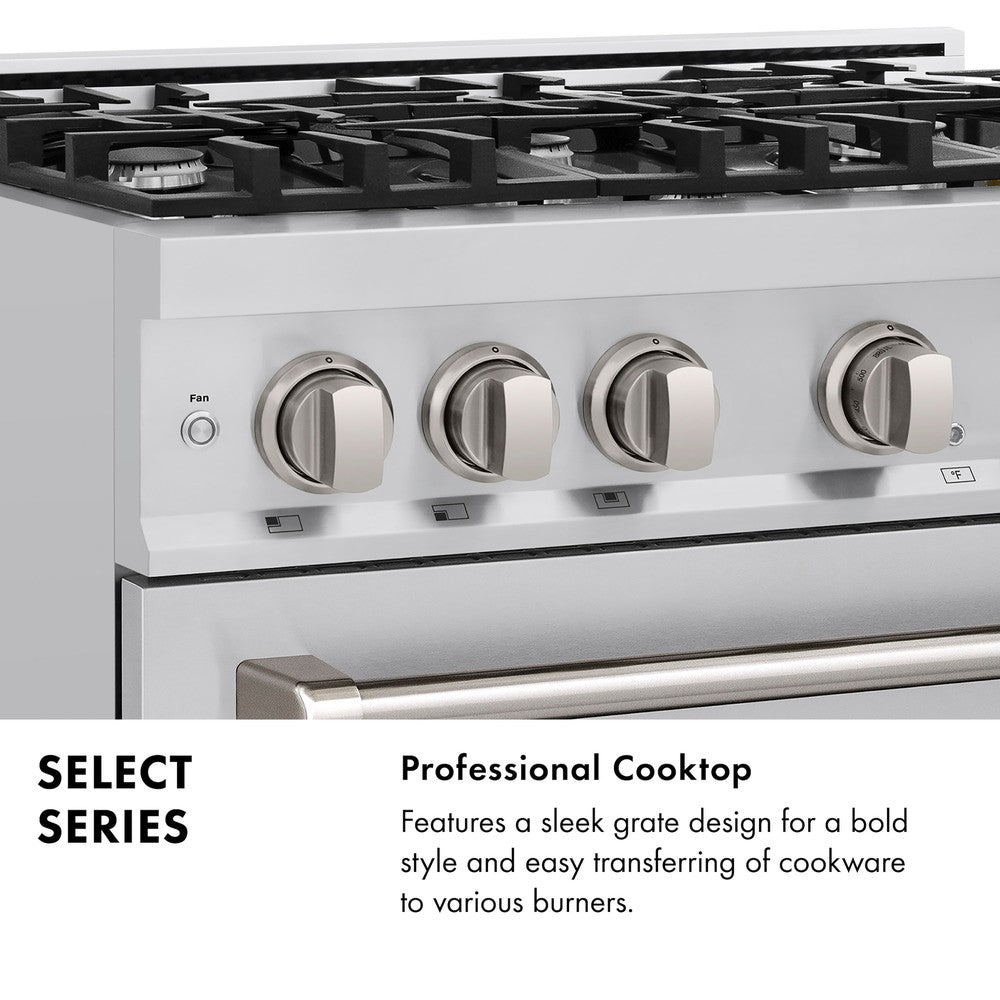 30 in. 4.2 cu. ft. Select Dual Fuel Range with 4 Burner Gas Cooktop and Electric Convection Oven HDR30
