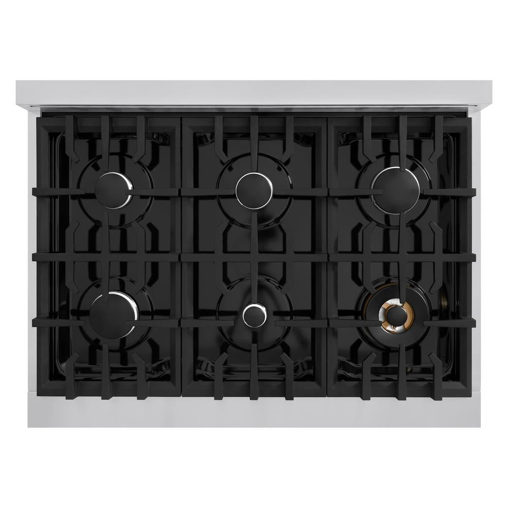 36 in. 5.2 cu. ft. Select Dual Fuel Range with 6 Burner Gas Cooktop and Electric Convection Oven HDR36