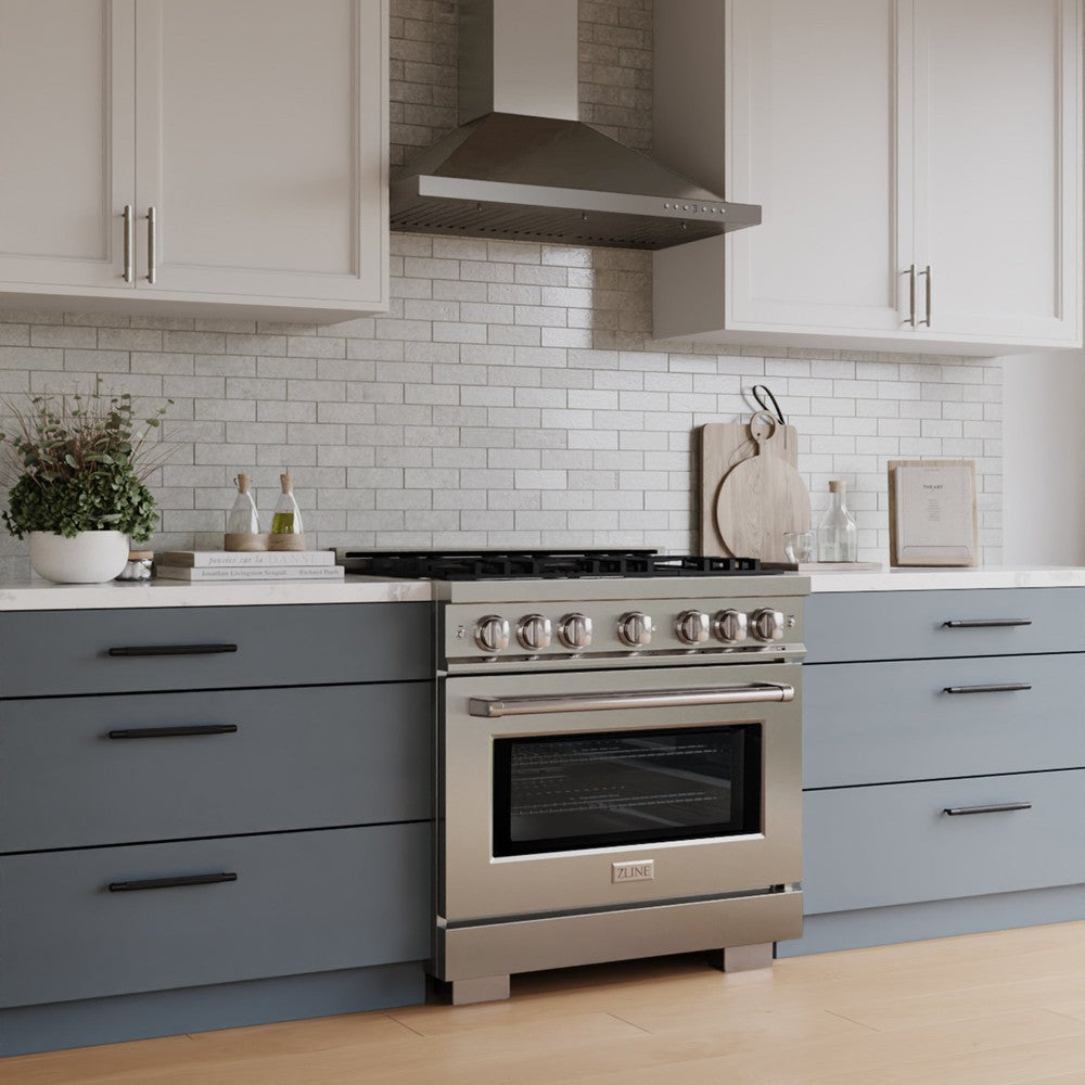 36 in. 5.2 cu. ft. Select Dual Fuel Range with 6 Burner Gas Cooktop and Electric Convection Oven HDR36