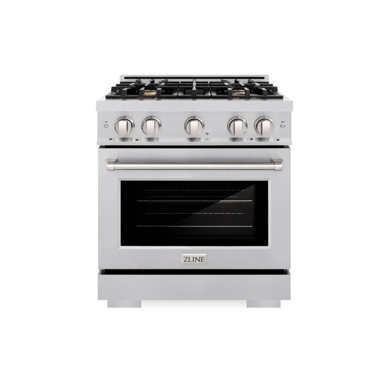 ZLINE 30 in. 4.2 cu. ft. Select Dual Fuel Range with Gas Cooktop and Electric Convection Oven in Stainless Steel with 4 Brass Burners (HDR-BR-30) HDRBR30