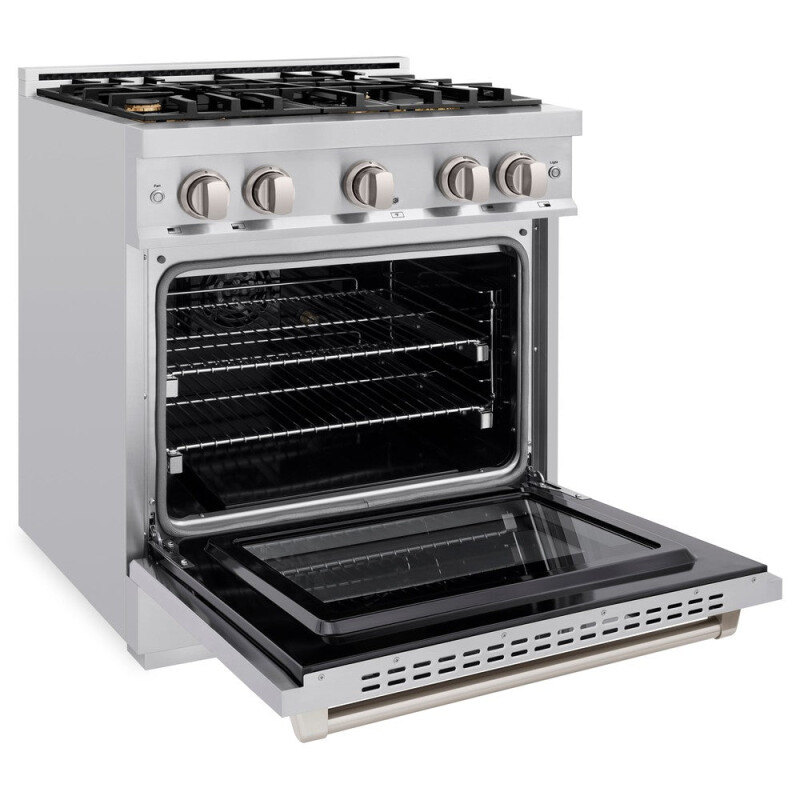 ZLINE 30 in. 4.2 cu. ft. Select Dual Fuel Range with Gas Cooktop and Electric Convection Oven in Stainless Steel with 4 Brass Burners (HDR-BR-30) HDRBR30
