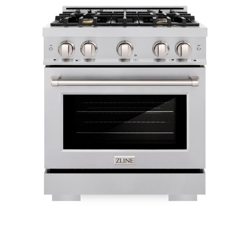 ZLINE 30 in. 4.2 cu. ft. Select Dual Fuel Range with Gas Cooktop and Electric Convection Oven in Stainless Steel with 4 Brass Burners (HDR-BR-30) HDRBR30