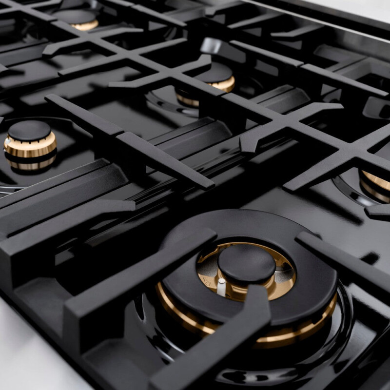 ZLINE 36 in. 5.2 cu. ft. Select Dual Fuel Range with Gas Cooktop and Electric Convection Oven in Stainless Steel with 6 Brass Burners (HDR-BR-36) HDRBR36
