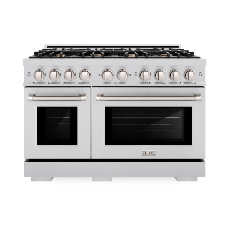 ZLINE 48 in. 6.7 cu. ft. Select Double Oven Dual Fuel Range in Stainless Steel with 8 Brass Burners (HDR-BR-48) HDRBR48