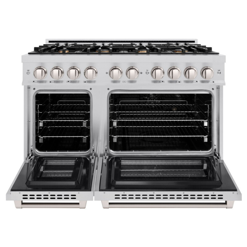 ZLINE 48 in. 6.7 cu. ft. Select Double Oven Dual Fuel Range in Stainless Steel with 8 Brass Burners (HDR-BR-48) HDRBR48