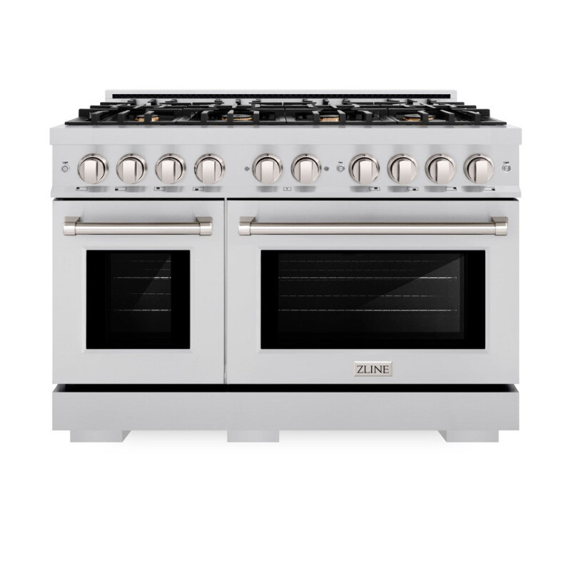 ZLINE 48 in. 6.7 cu. ft. Select Double Oven Dual Fuel Range in Stainless Steel with 8 Brass Burners (HDR-BR-48) HDRBR48