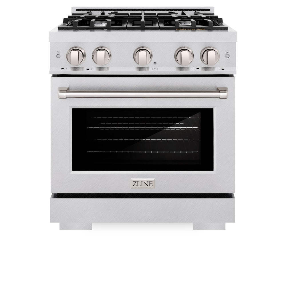 30 in. 4.2 cu. ft. Select Dual Fuel Range with 4 Burner Gas Cooktop and Electric Convection Oven HDRS30
