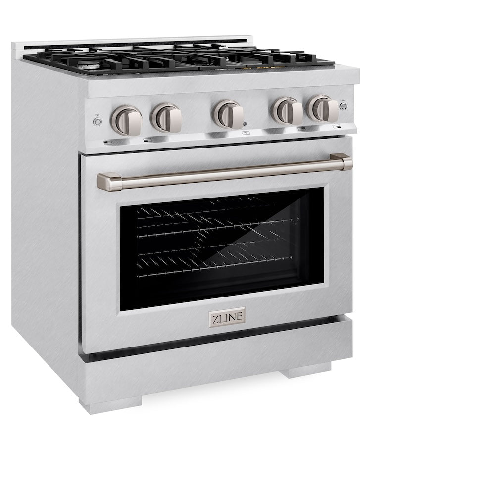 30 in. 4.2 cu. ft. Select Dual Fuel Range with 4 Burner Gas Cooktop and Electric Convection Oven HDRS30