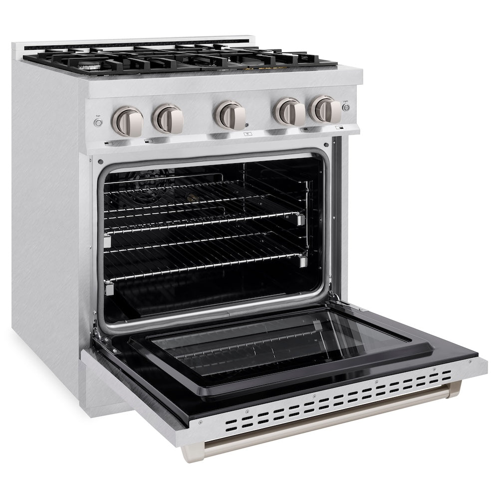 30 in. 4.2 cu. ft. Select Dual Fuel Range with 4 Burner Gas Cooktop and Electric Convection Oven HDRS30