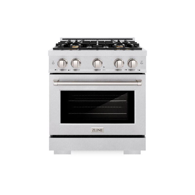 ZLINE 30 in. 4.2 cu. ft. Select Dual Fuel Range with Gas Cooktop and Electric Convection Oven in DuraSnow® Stainless Steel with 4 Brass Burners (HDRS-BR-30) HDRSBR30, product image 2 of 14