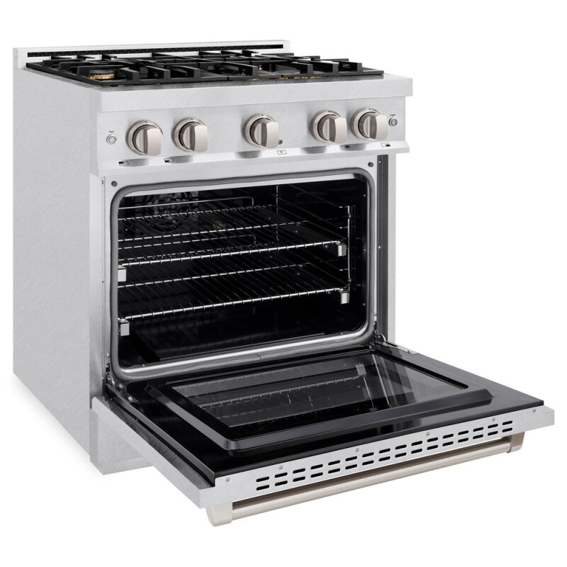 ZLINE 30 in. 4.2 cu. ft. Select Dual Fuel Range with Gas Cooktop and Electric Convection Oven in DuraSnow® Stainless Steel with 4 Brass Burners (HDRS-BR-30) HDRSBR30, product image 4 of 14