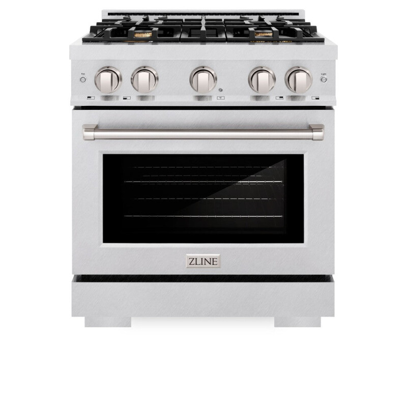 ZLINE 30 in. 4.2 cu. ft. Select Dual Fuel Range with Gas Cooktop and Electric Convection Oven in DuraSnow® Stainless Steel with 4 Brass Burners (HDRS-BR-30) HDRSBR30, product image 5 of 14