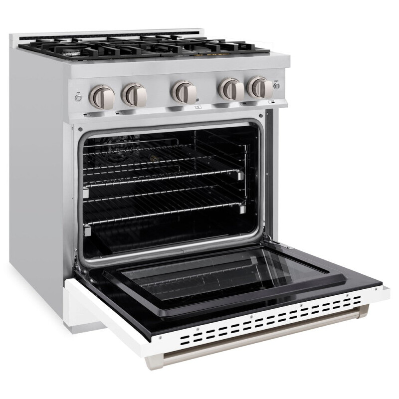 ZLINE 30 in. 4.2 cu. ft. Select Dual Fuel Range with 4 Burner Gas Cooktop and Electric Convection Oven in Stainless Steel with White Matte Door (HDR-WM-30) HDRWM30
