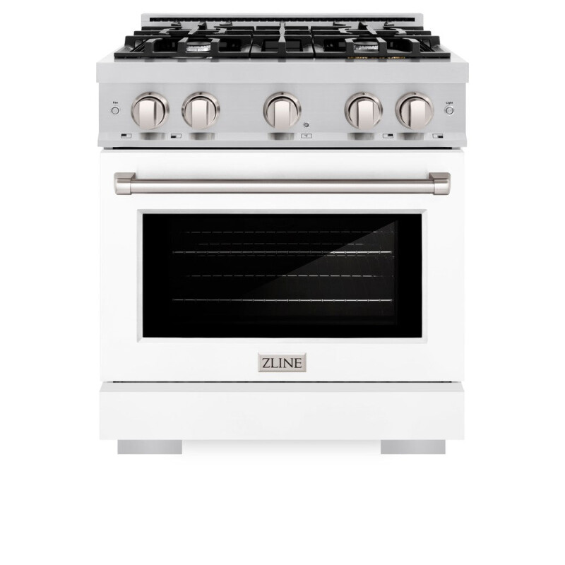 ZLINE 30 in. 4.2 cu. ft. Select Dual Fuel Range with 4 Burner Gas Cooktop and Electric Convection Oven in Stainless Steel with White Matte Door (HDR-WM-30) HDRWM30
