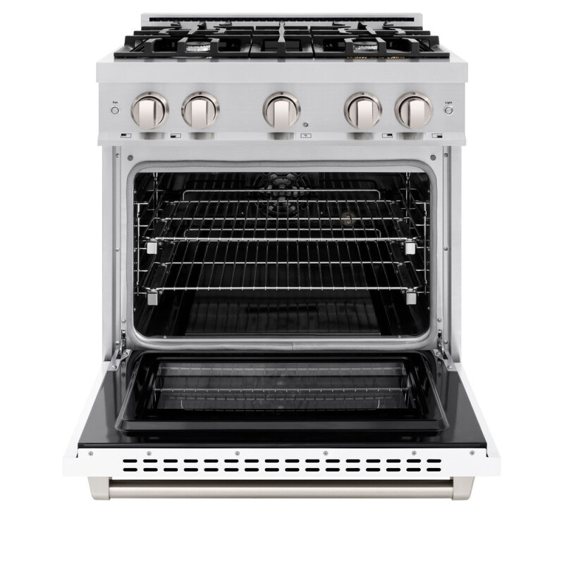 ZLINE 30 in. 4.2 cu. ft. Select Dual Fuel Range with 4 Burner Gas Cooktop and Electric Convection Oven in Stainless Steel with White Matte Door (HDR-WM-30) HDRWM30