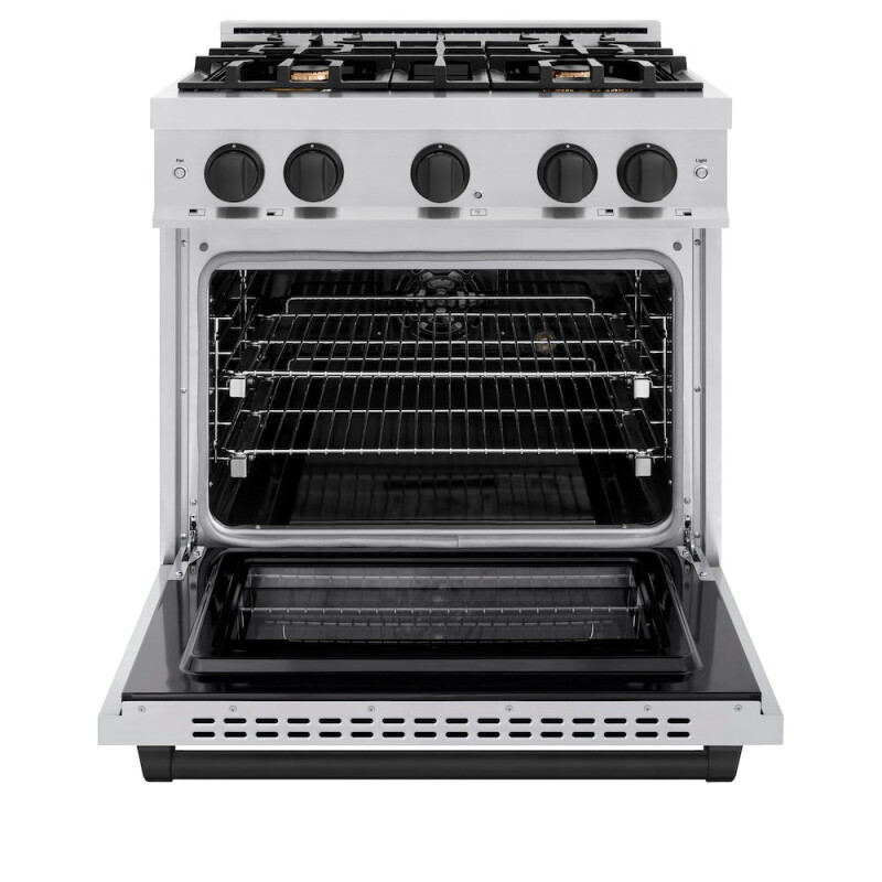 ZLINE Autograph Edition 30 in. 4.2 cu. ft. Select Dual Fuel Range with 4 Burner Gas Cooktop and Electric Convection Oven in Stainless Steel with Matte Black Accents (HDRZ-30-MB) HDRZ30MB, product image 4 of 11