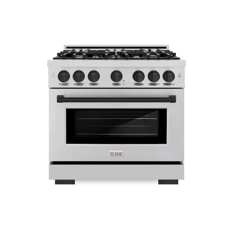 ZLINE Autograph Edition 36 in. 5.2 cu. ft. Select Dual Fuel Range with 6 Burner Gas Cooktop and Electric Convection Oven in Stainless Steel with Matte Black Accents (HDRZ-36-MB) HDRZ36MB, product image 2 of 12