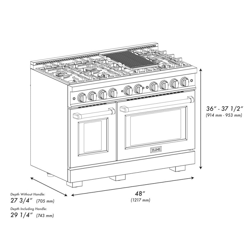 ZLINE Autograph Edition 48 in. 6.7 cu. ft. Select Double Oven Dual Fuel Range with 8 Burner Gas Cooktop in Stainless Steel and Matte Black Accents (HDRZ-48-MB) HDRZ48MB