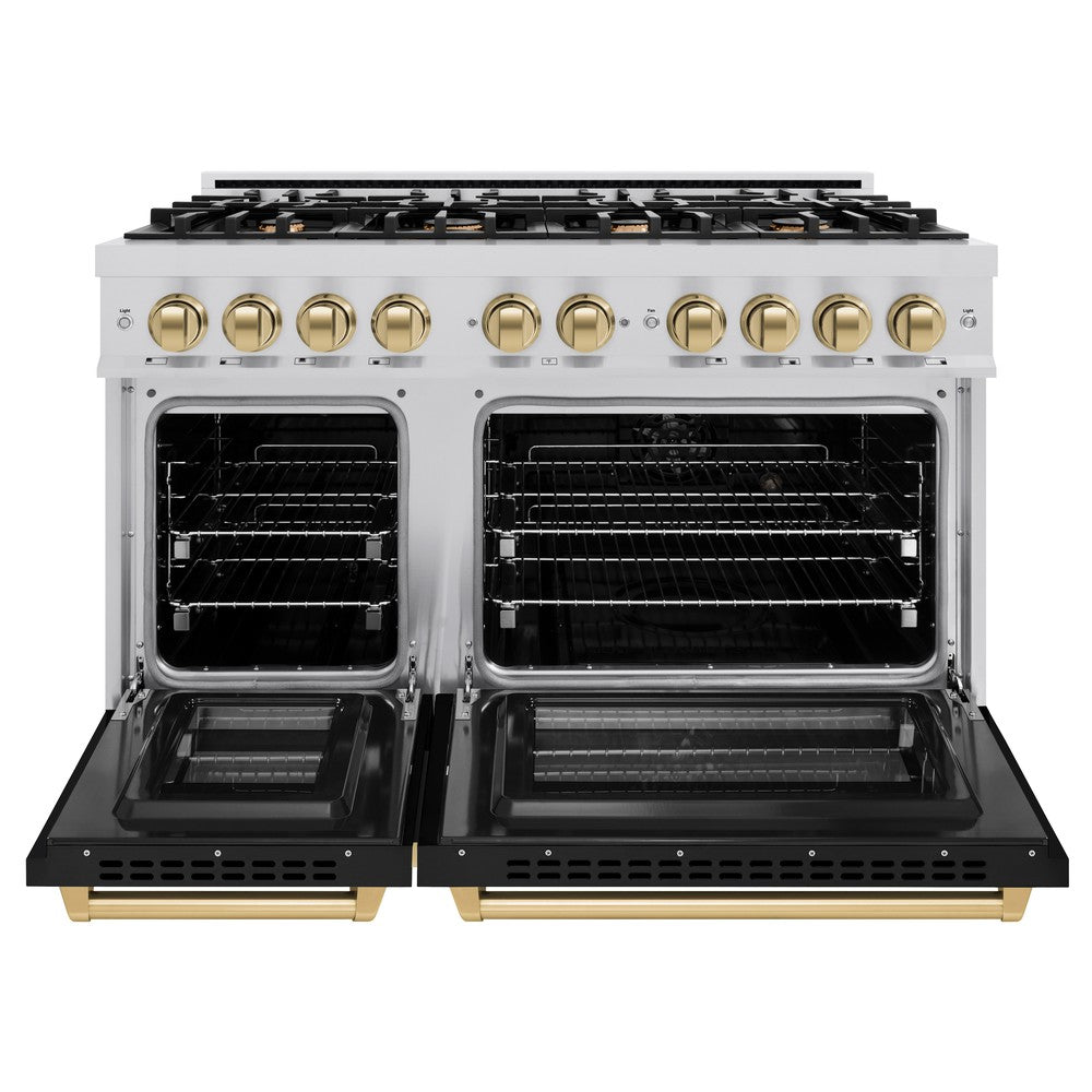 Autograph Edition 48 in. 6.7 cu. ft. Select Double Oven Dual Fuel Range with 8 Burner Gas Cooktop HDRZBLM48CB, product image 5 of 12