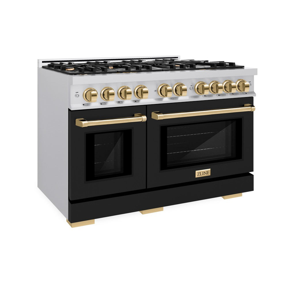 Autograph Edition 48 in. 6.7 cu. ft. Select Double Oven Dual Fuel Range with 8 Burner Gas Cooktop HDRZBLM48G