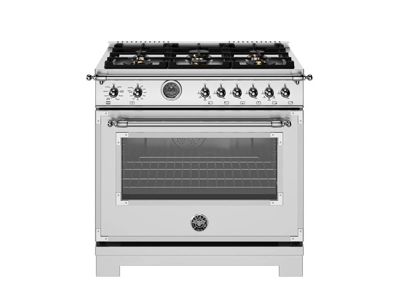 36 inch Dual Fuel Range, 6 Brass Burner and Cast Iron Griddle, Electric Self-Clean Oven HER366BCFEPXT, product image 2 of 15
