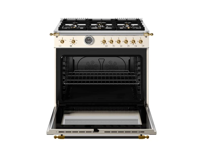 36 inch All Gas Range, 6 Brass Burners and Cast Iron Griddle - Gold Accents HER366BCFGMAG