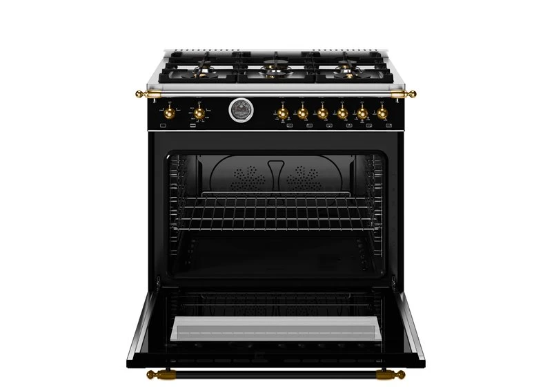 36 inch All Gas Range, 6 Brass Burners and Cast Iron Griddle - Gold Accents HER366BCFGMNG