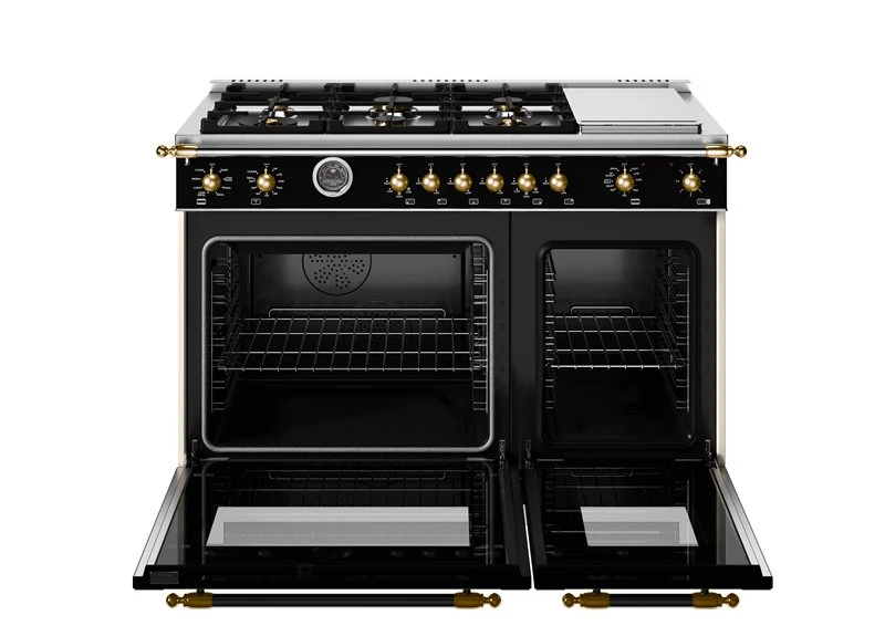 48 inch Dual Fuel Range, 6 Brass Burners and Griddle, Electric Self-Clean Oven - Gold Accents HER486BTFEPNG
