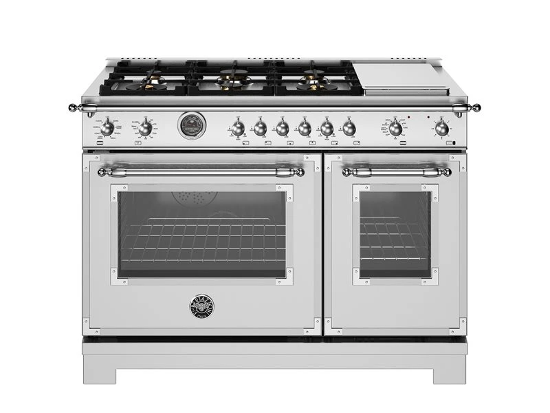 48 inch Dual Fuel Range, 6 Brass Burners and Griddle, Electric Self-Clean Oven HER486BTFEPXT