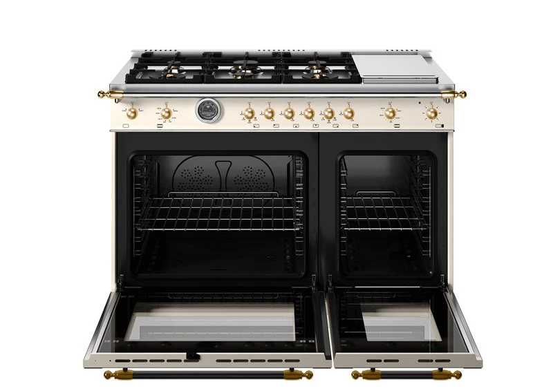 48 inch All-Gas Range 6 Brass Burner and Griddle - Gold Accents HER486BTFGMAG