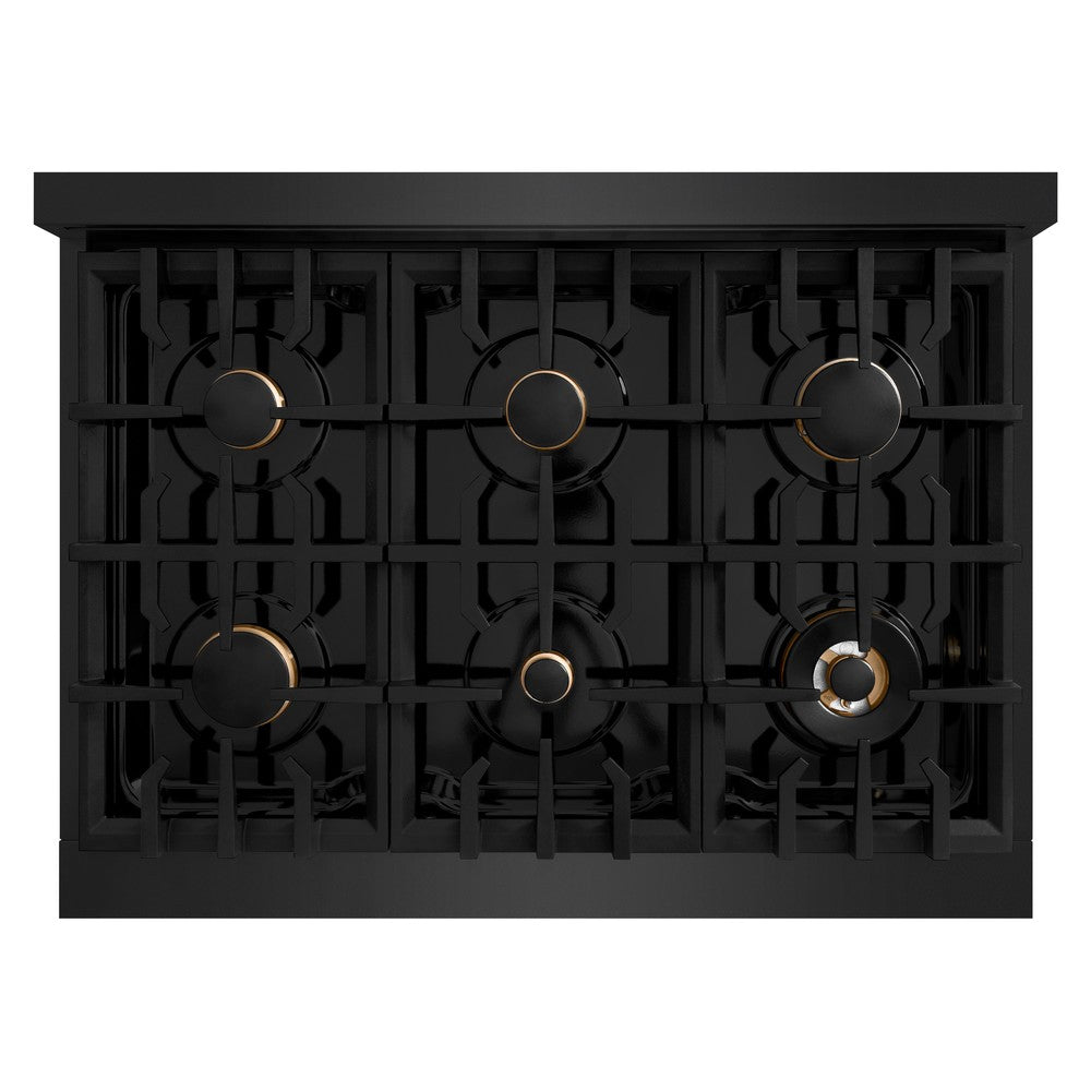 Autograph Edition 36 in. 5.2 cu. ft. Select Gas Range with 6 Burner Cooktop and Convection Gas Oven HGRBZ36CB