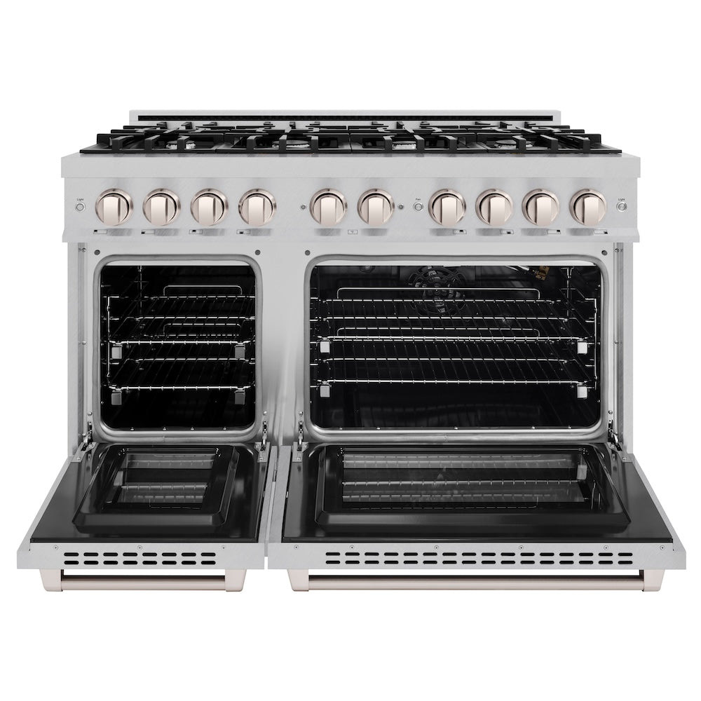 48 in. 6.7 cu. ft. Select Double Oven Gas Range with 8 Burner Cooktop HGRS48