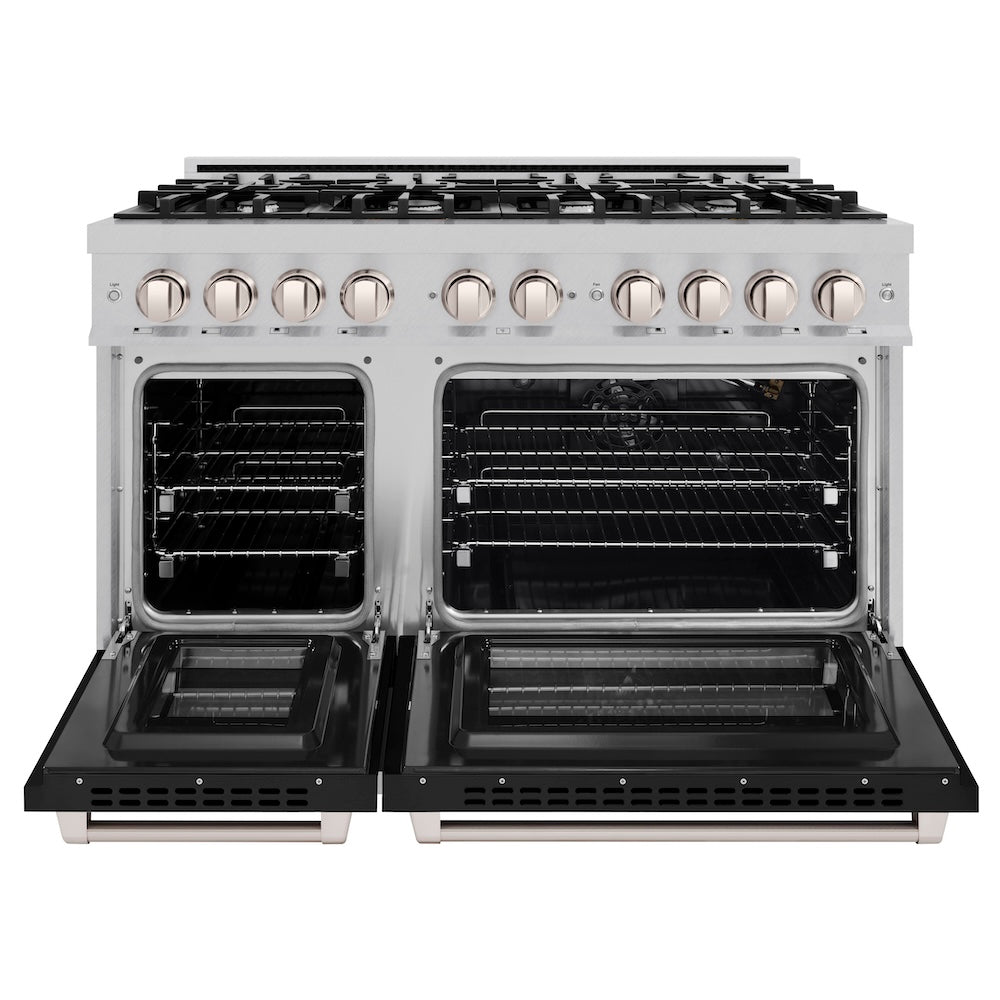 48 in. 6.7 cu. ft. Select Double Oven Gas Range with 8 Burner Cooktop HGRSBLM48, product image 3 of 12