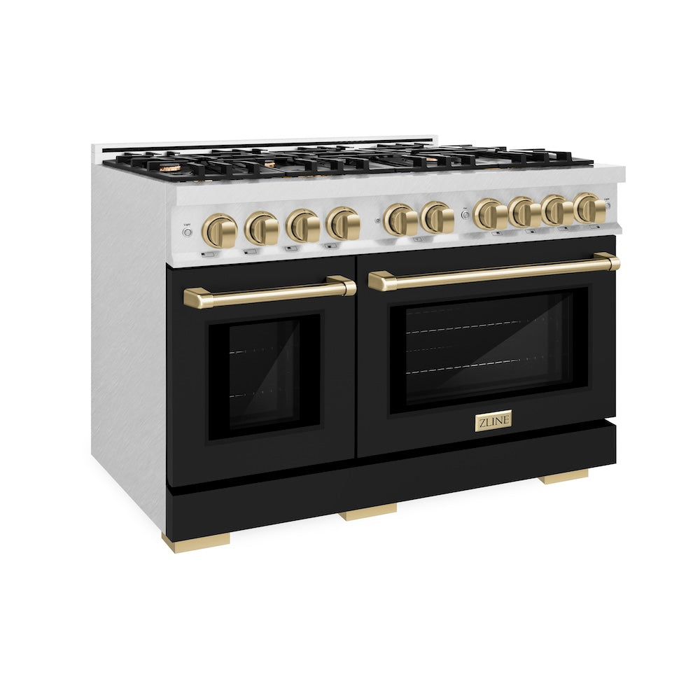 Autograph Edition 48 in. 6.7 cu. ft. Select Double Oven Gas Range with 8 Burner Cooktop HGRSZBLM48CB
