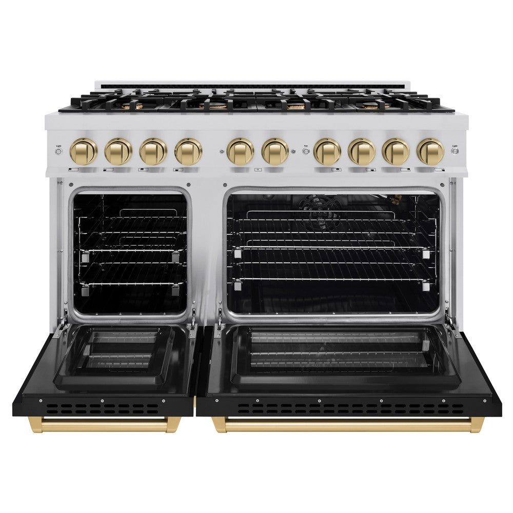 Autograph Edition 48 in. 6.7 cu. ft. Select Double Oven Gas Range with 8 Burner Cooktop HGRZBLM48CB, product image 4 of 12