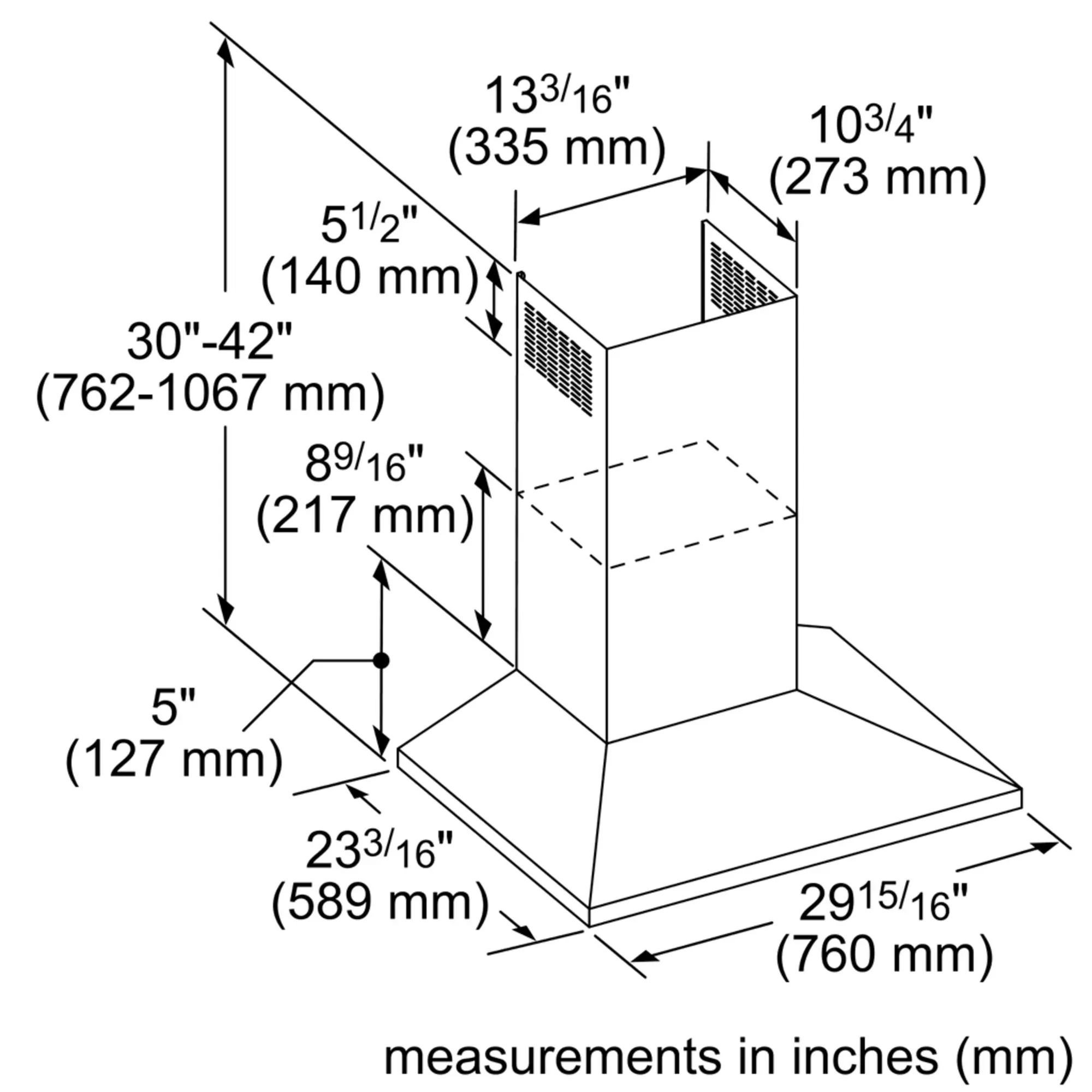 Masterpiece® Pyramid Chimney Wall Hood HMCB30WS