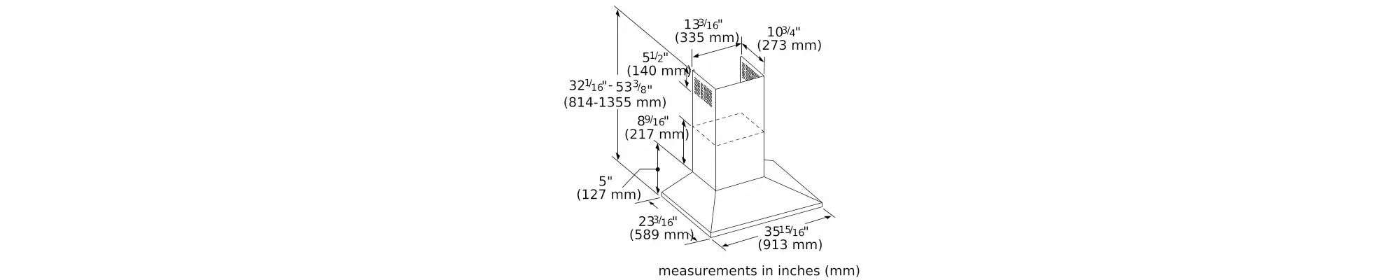Masterpiece® Pyramid Chimney Wall Hood 36'' HMCB36WS