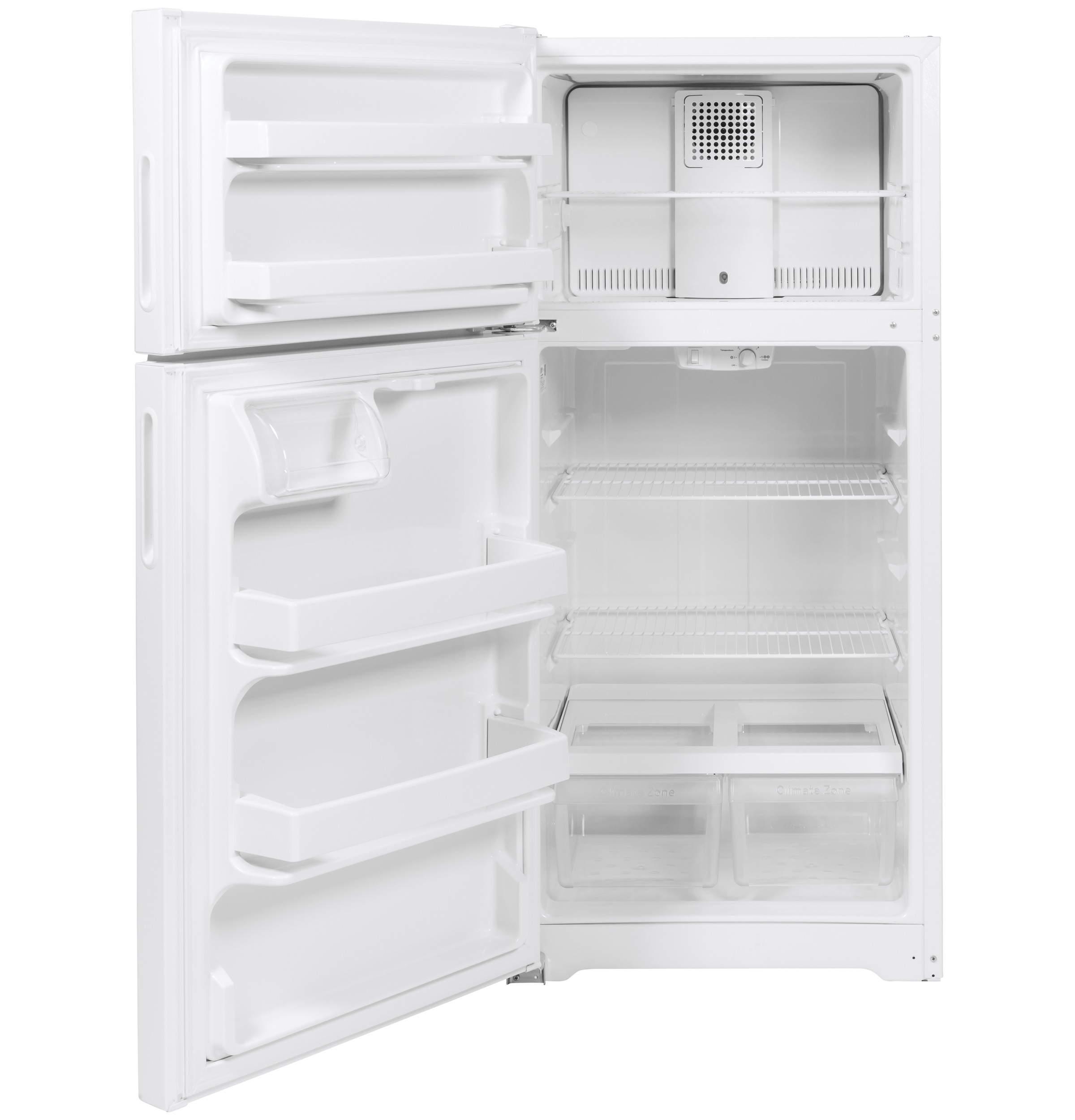 HotpointĀ® ENERGY STARĀ® 15.6 Cu. Ft. Recessed Handle Top-Freezer Refrigerator HPE16BTNLWW