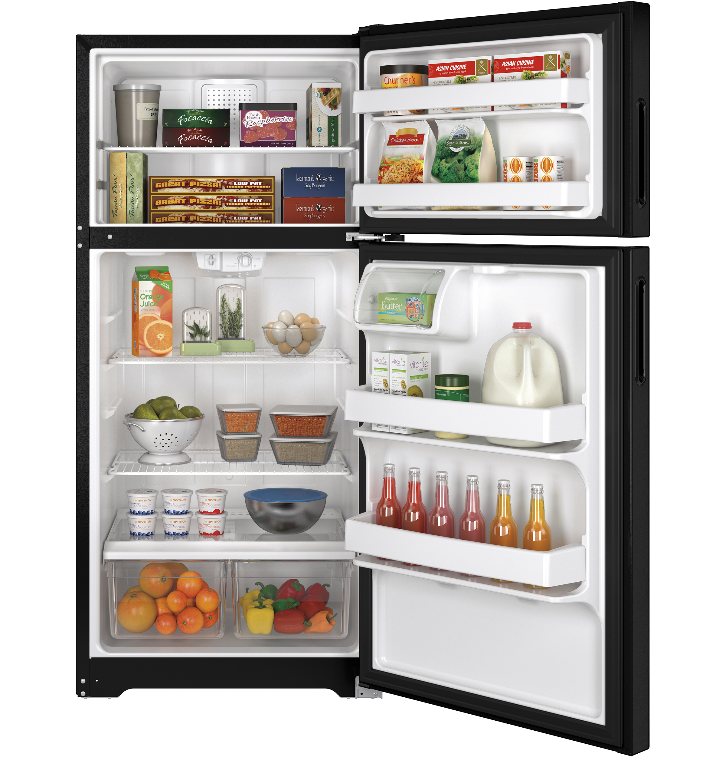 14.6 Cu. Ft. Recessed Handle Top-Freezer Refrigerator HPS15BTHRBB, product image 2 of 7