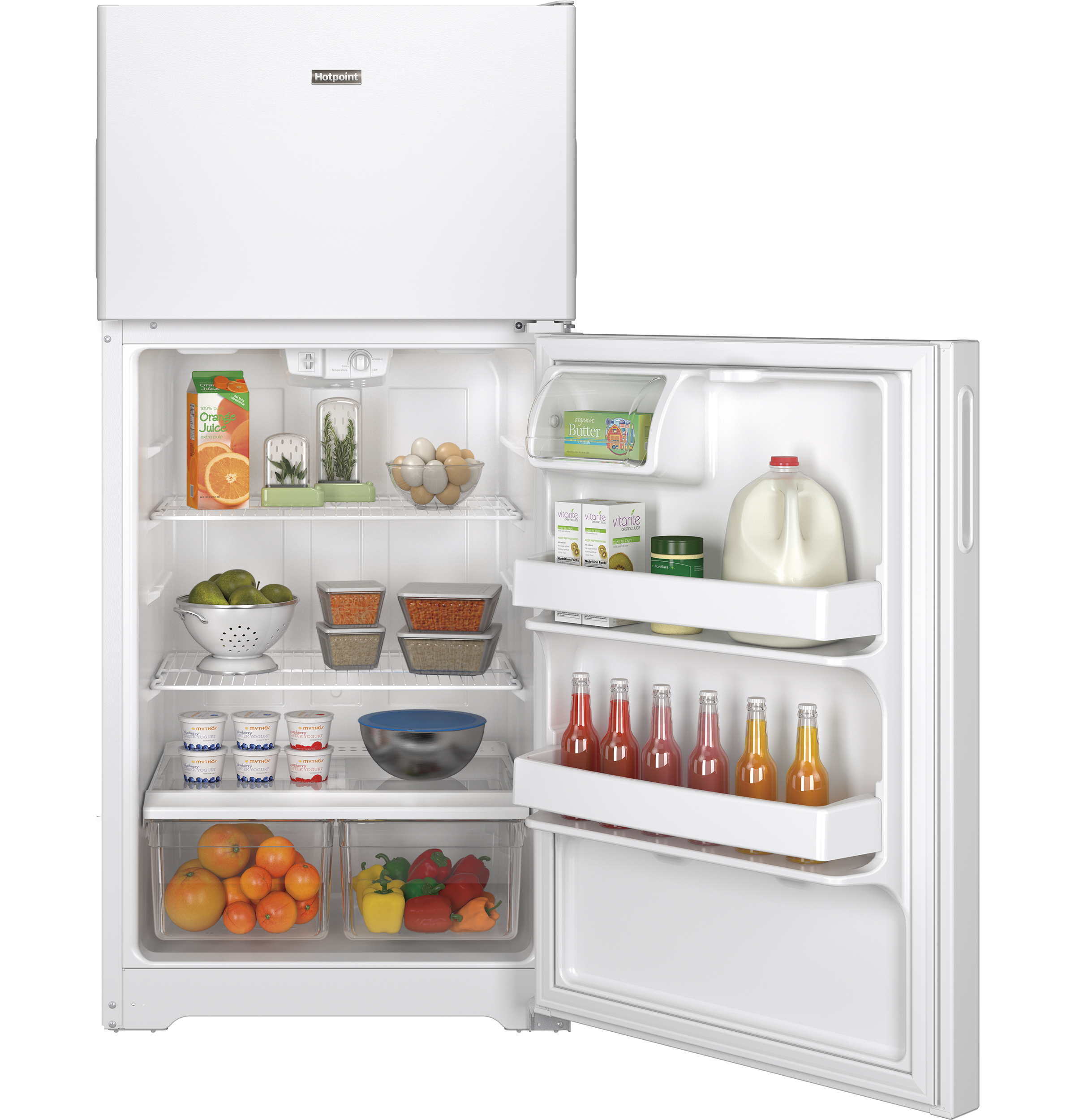 Hotpoint® 14.6 Cu. Ft. Recessed Handle Top-Freezer Refrigerator HPS15BTHRWW